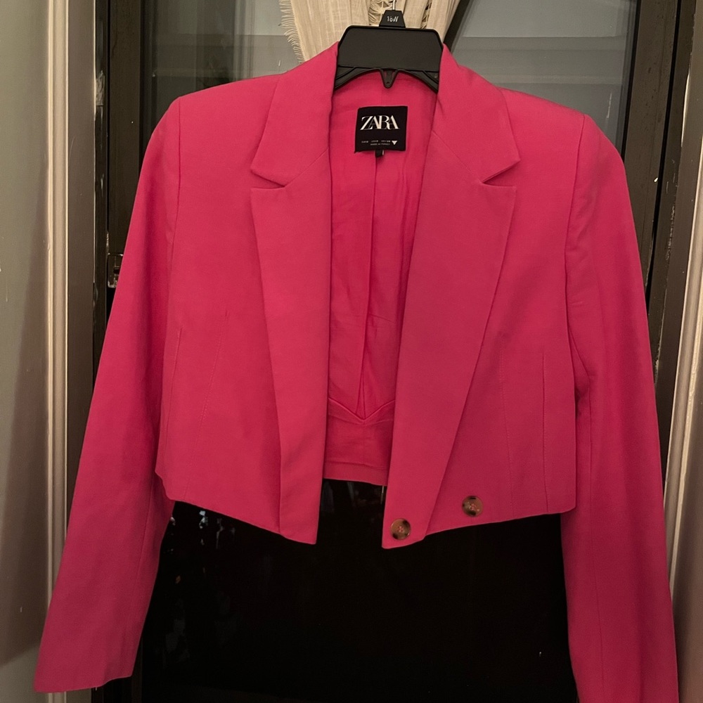 Zara Pink Cropped Blazer